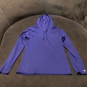 Badger Women’s Long Sleeve Hooded Poly Tee. Purple